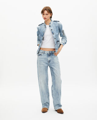 The Kooples WOMEN BABY BLUE officer-style jacket in denim