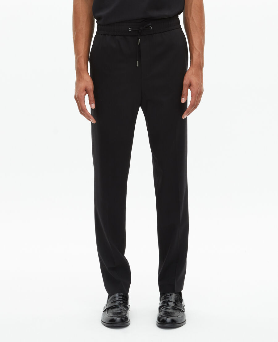 The Kooples HOMME BLACK pantalon &eacute;lastiqu&eacute; droit en laine noir