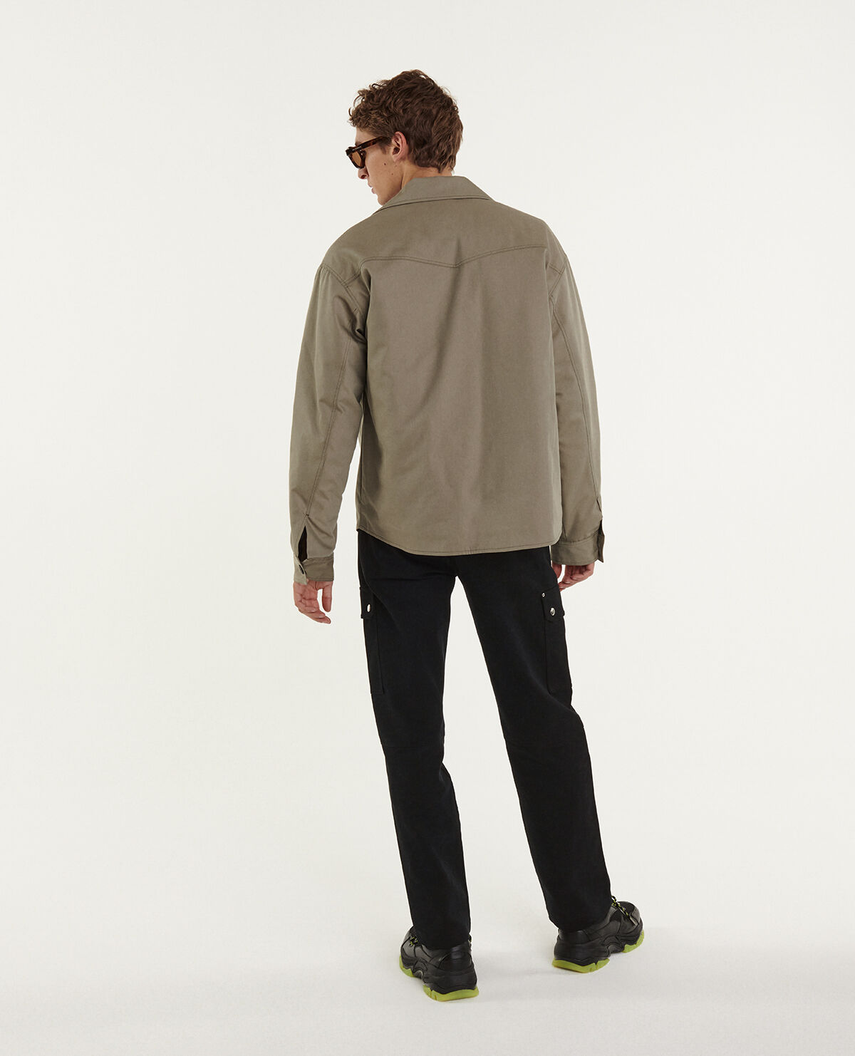 Quilted khaki jacket with pockets