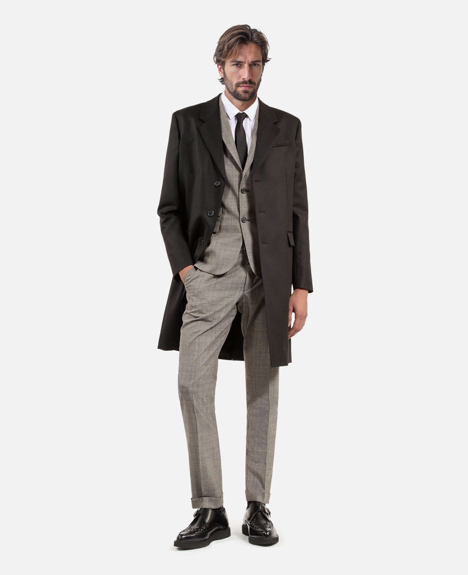The Kooples HOMME BLACK manteau en laine noir