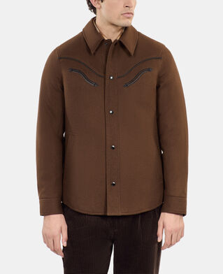 The Kooples H BROWN brown flannel overshirt-style jacket