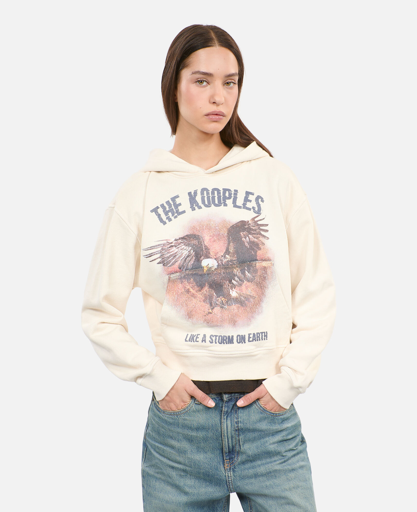 The Kooples FEMME ECRU sweatshirt à capuche écru