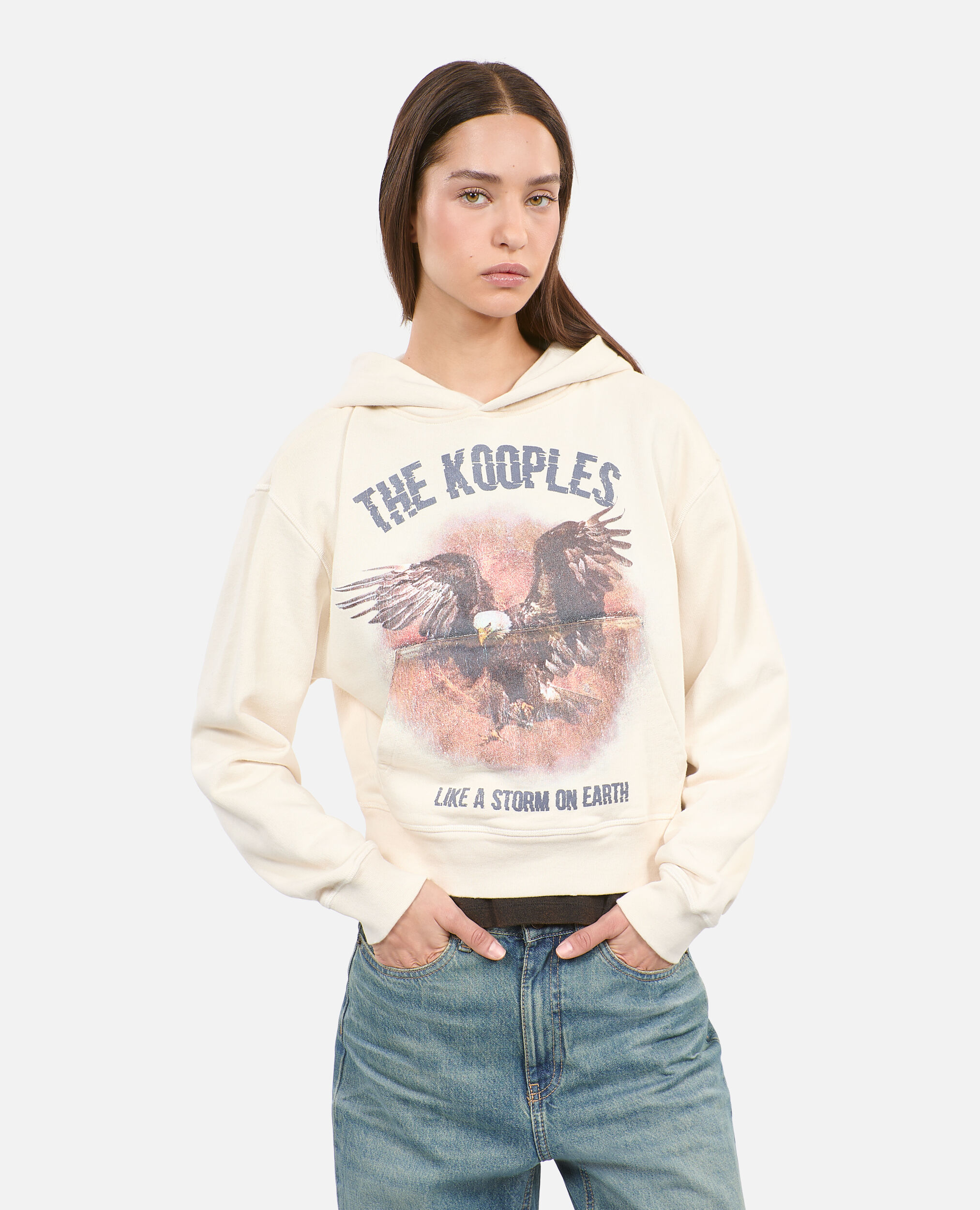Sweatshirt à capuche écru, ECRU, hi-res image number null