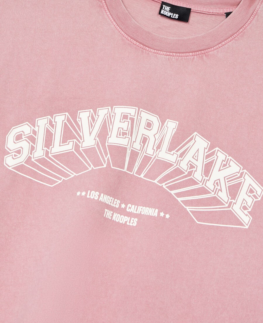 The Kooples HOMME PINK WOOD t-shirt avec sérigraphie rose