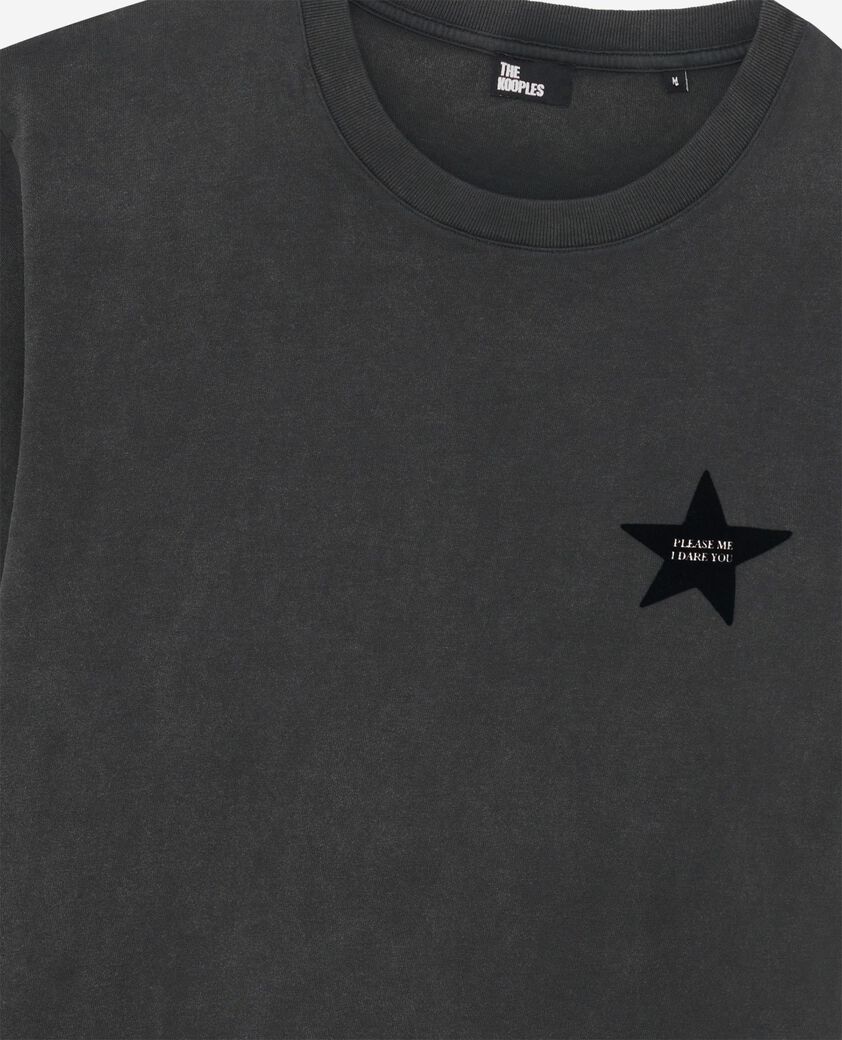 The Kooples MEN BLACK WASHED t-shirt with black star flock