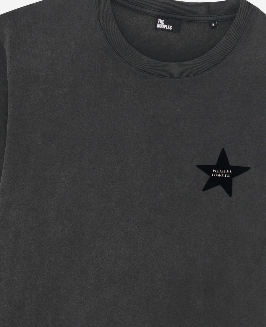 The Kooples MEN BLACK WASHED t-shirt with black star flock