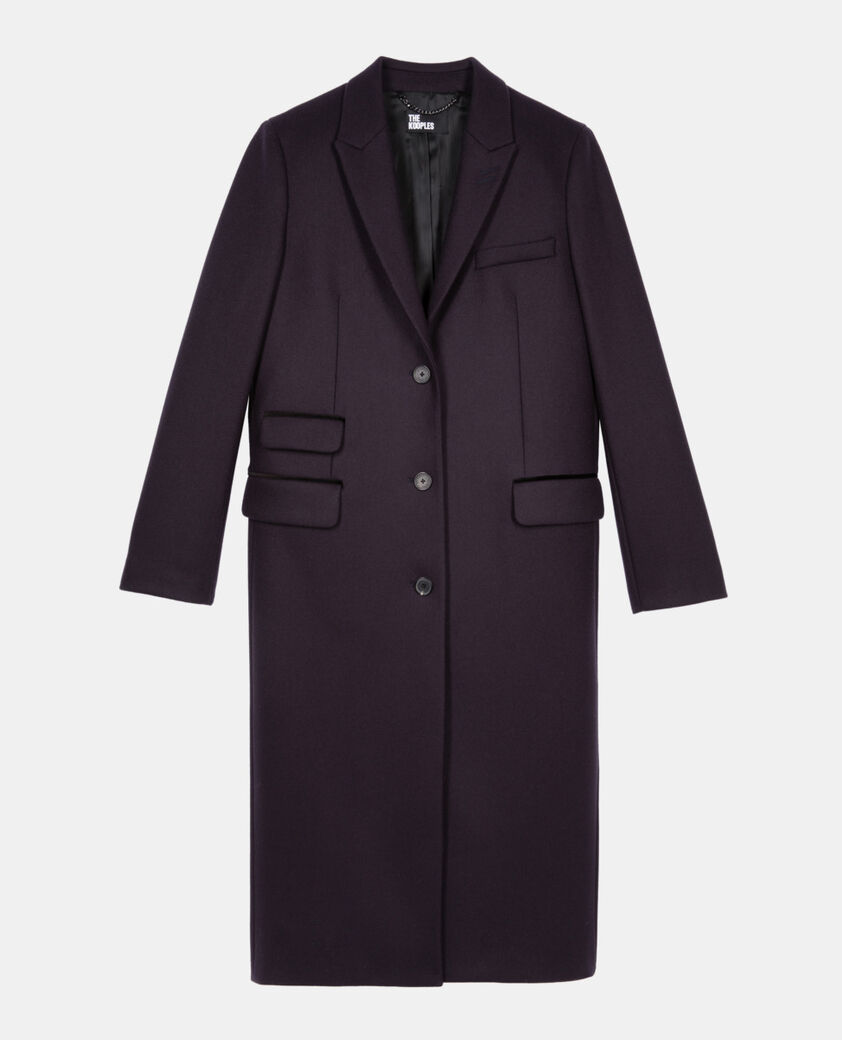 The Kooples WOMEN NAVY long navy blue wool-blend coat