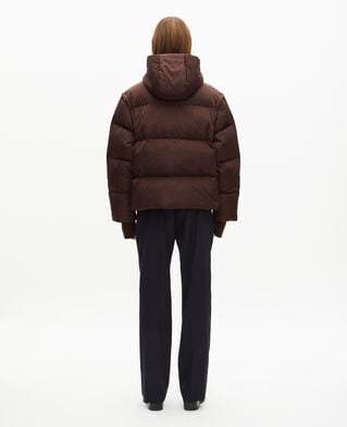 The Kooples WOMEN CHOCOLATE brown down jacket with removable sleeves