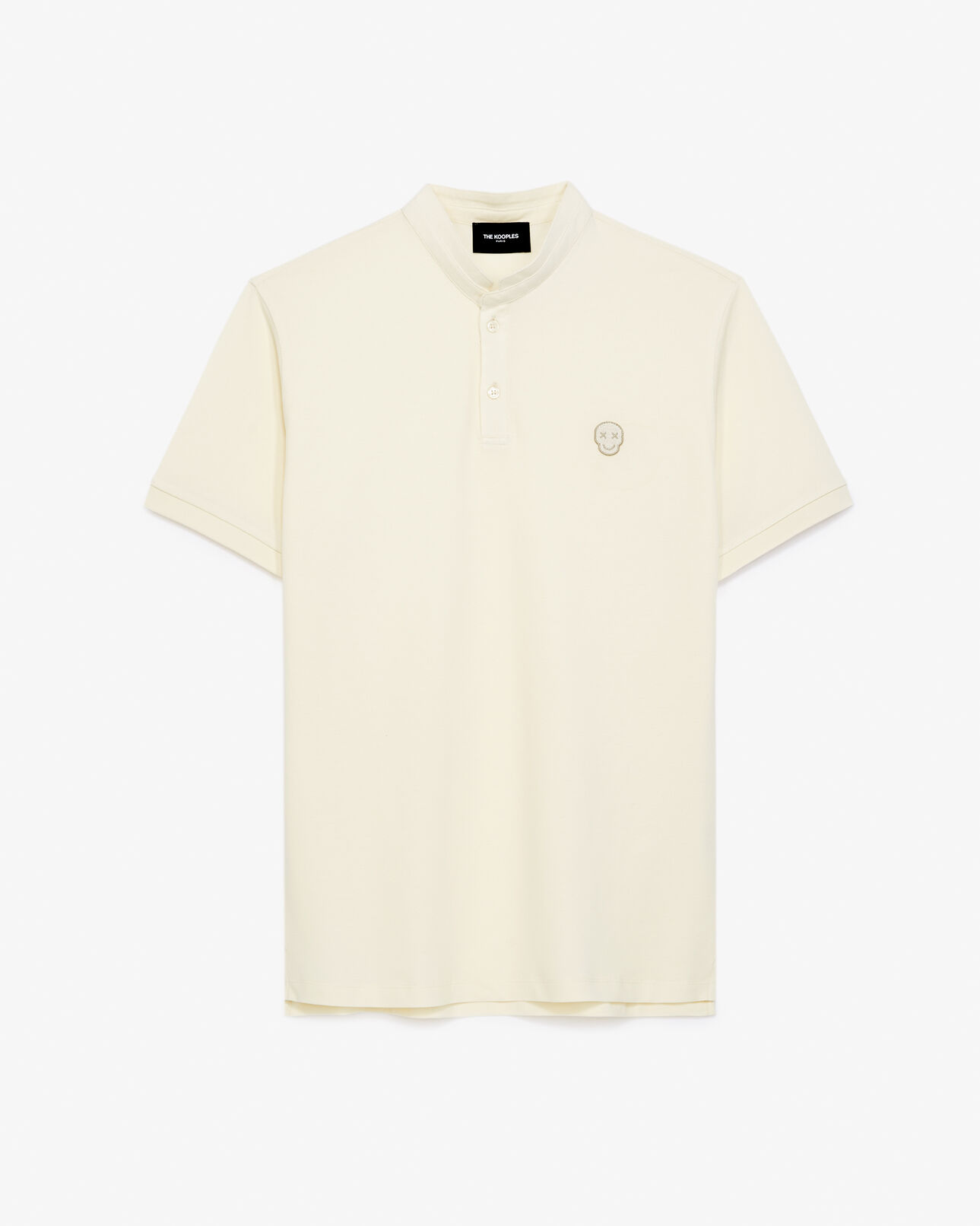 The Kooples HERREN CREAM poloshirt cremefarben offizierskragen badge