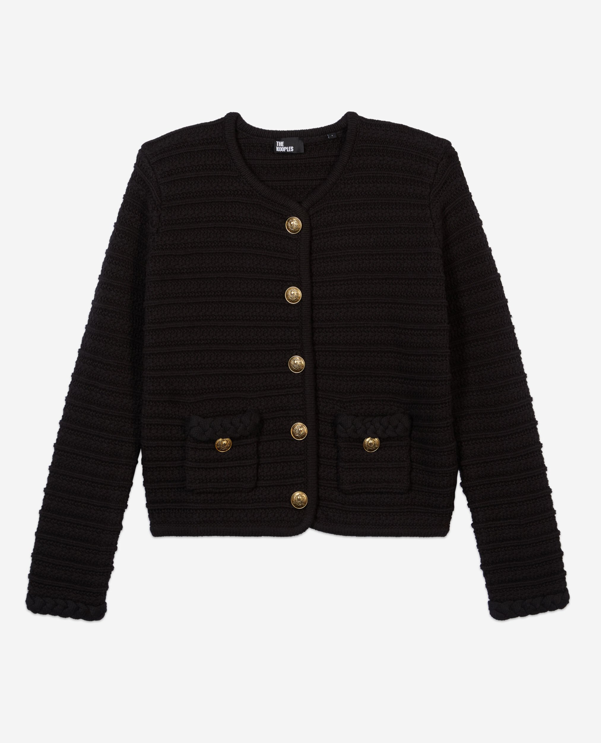 Cardigan en maille torsadée noir, BLACK, hi-res image number null