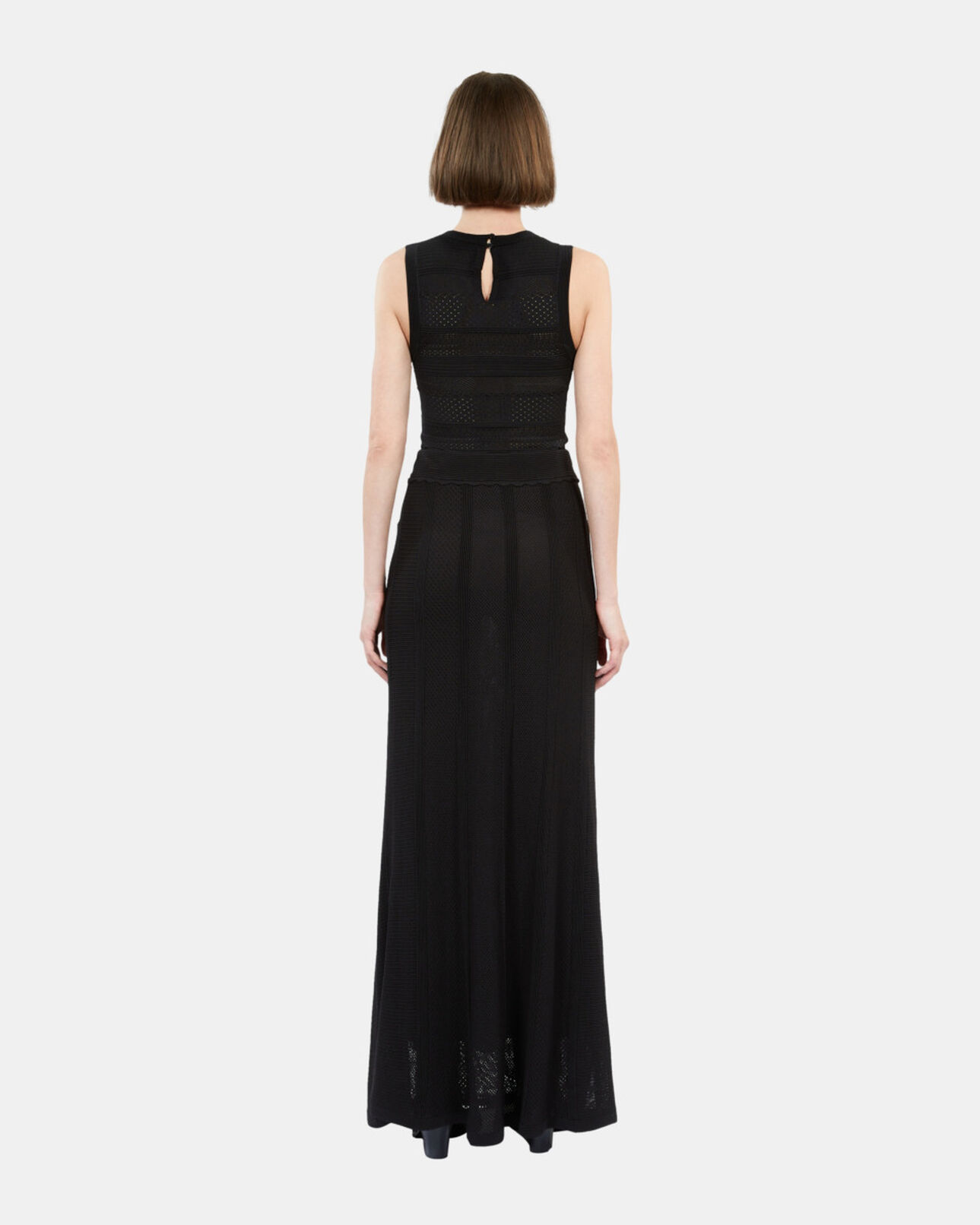 The Kooples WOMEN BLACK long black openwork knit skirt