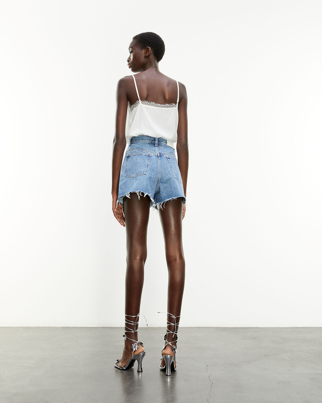 The Kooples WOMEN ECRU ecru silk camisole with lace detail