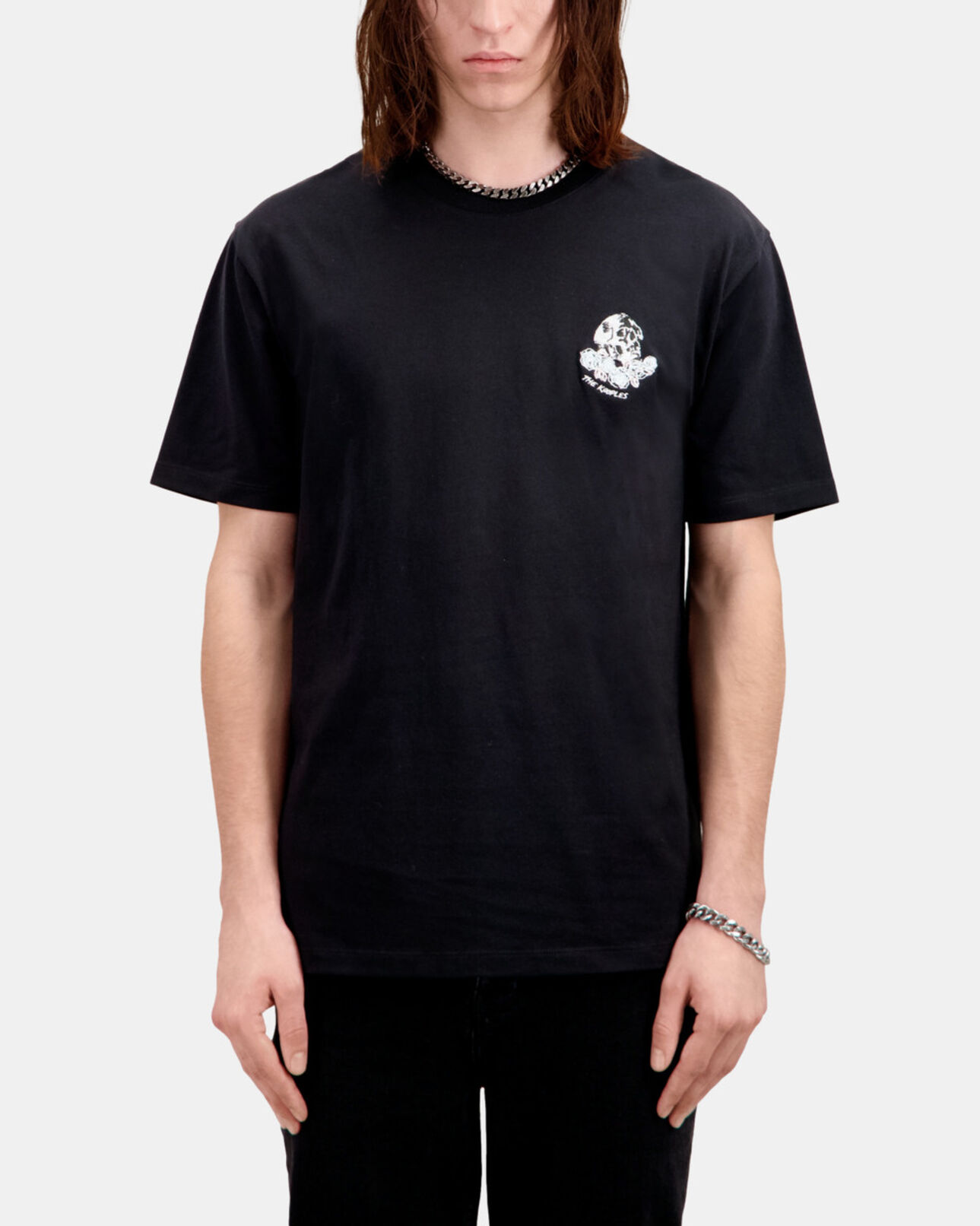 The Kooples HOMME BLACK t-shirt noir avec broderie vintage skull
