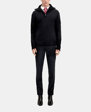 The Kooples HOMME BLACK pull en laine m&eacute;lang&eacute;e avec zip noir