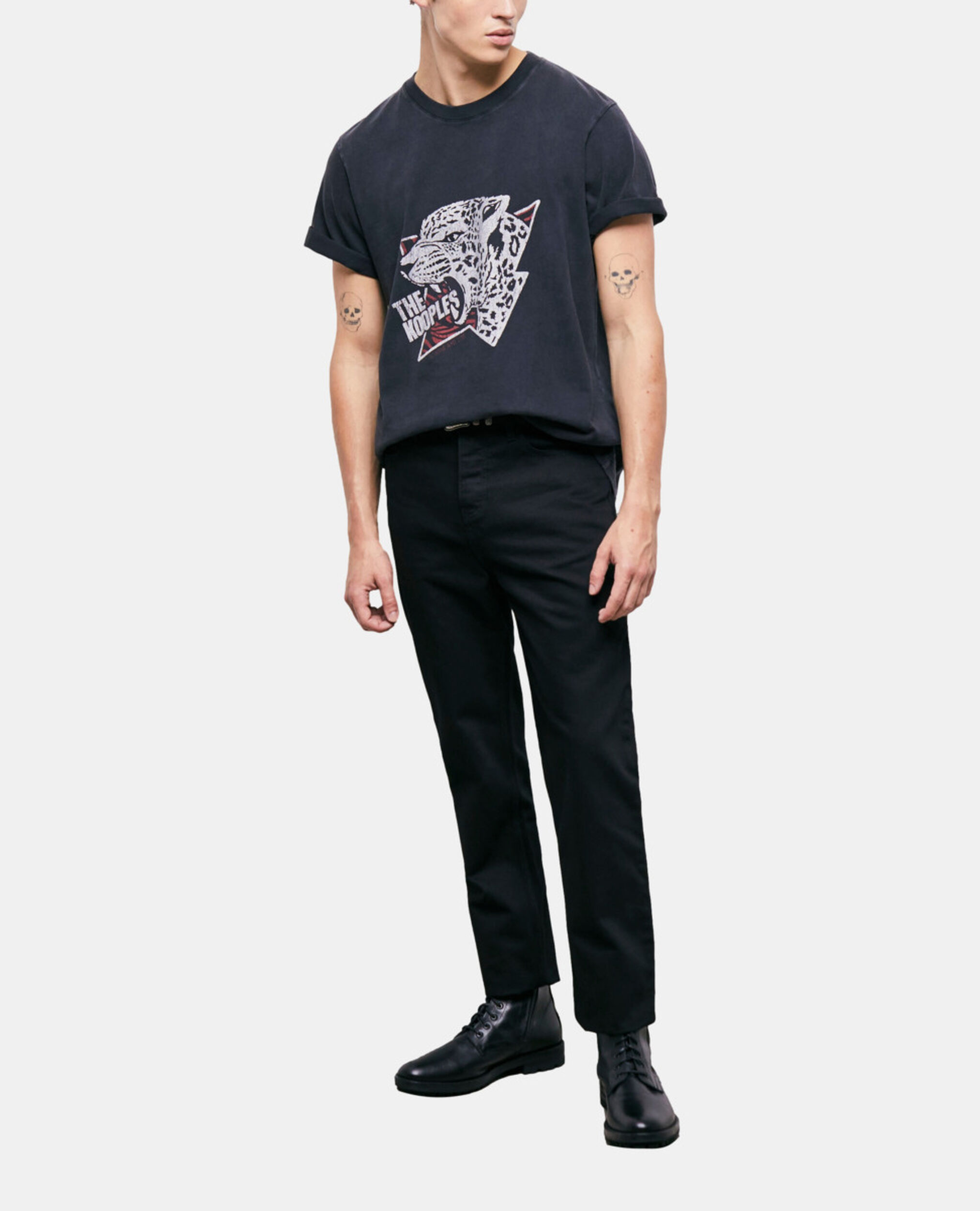 Camiseta serigrafiada tigre para hombre, BLACK WASHED, hi-res image number null