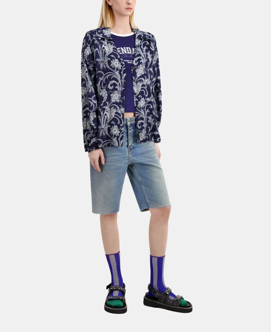 The Kooples FEMME NAVY chemise fleurie bleue