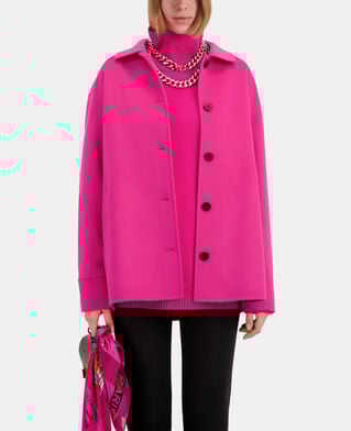 The Kooples FEMME FUSHIA veste type surchemise rose avec franges