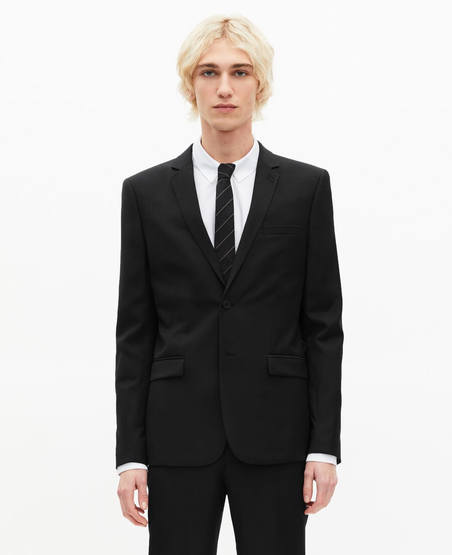 The Kooples H BLACK black wool suit jacket with pocket square 