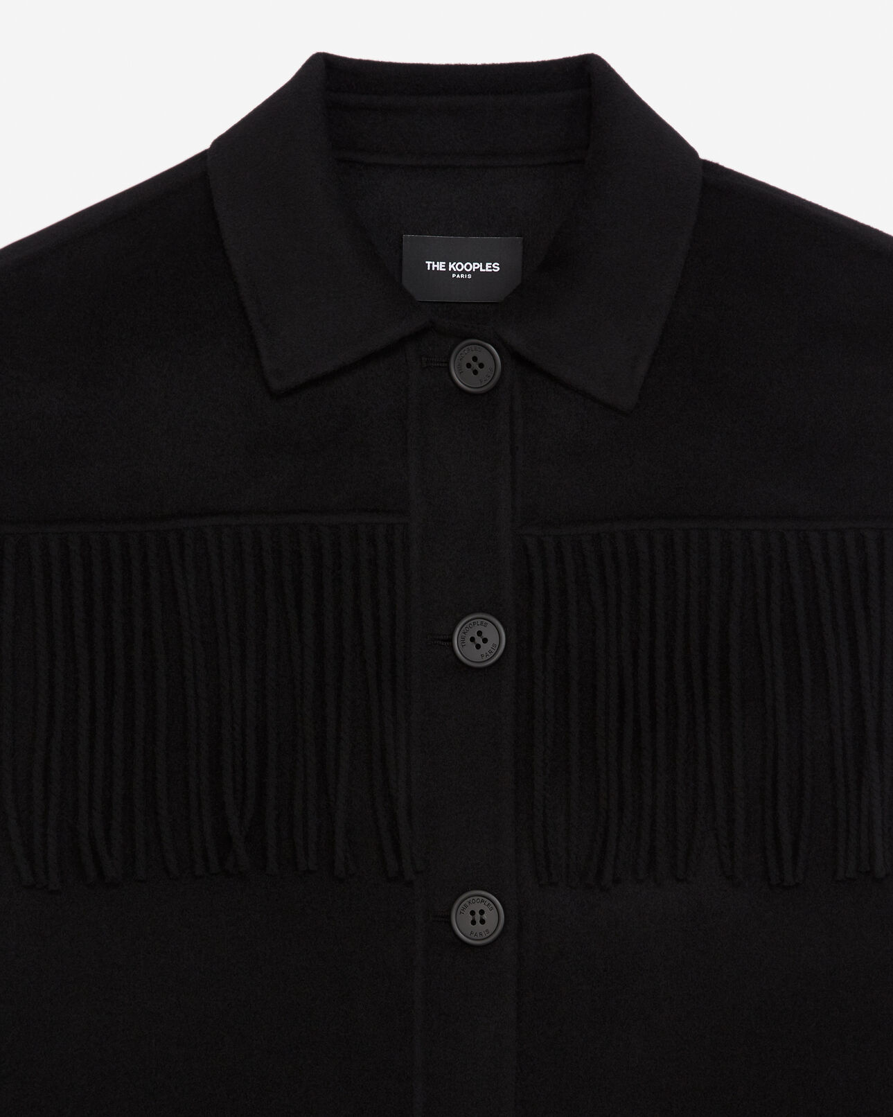 The Kooples FEMME BLACK blouson laine noir franges style western