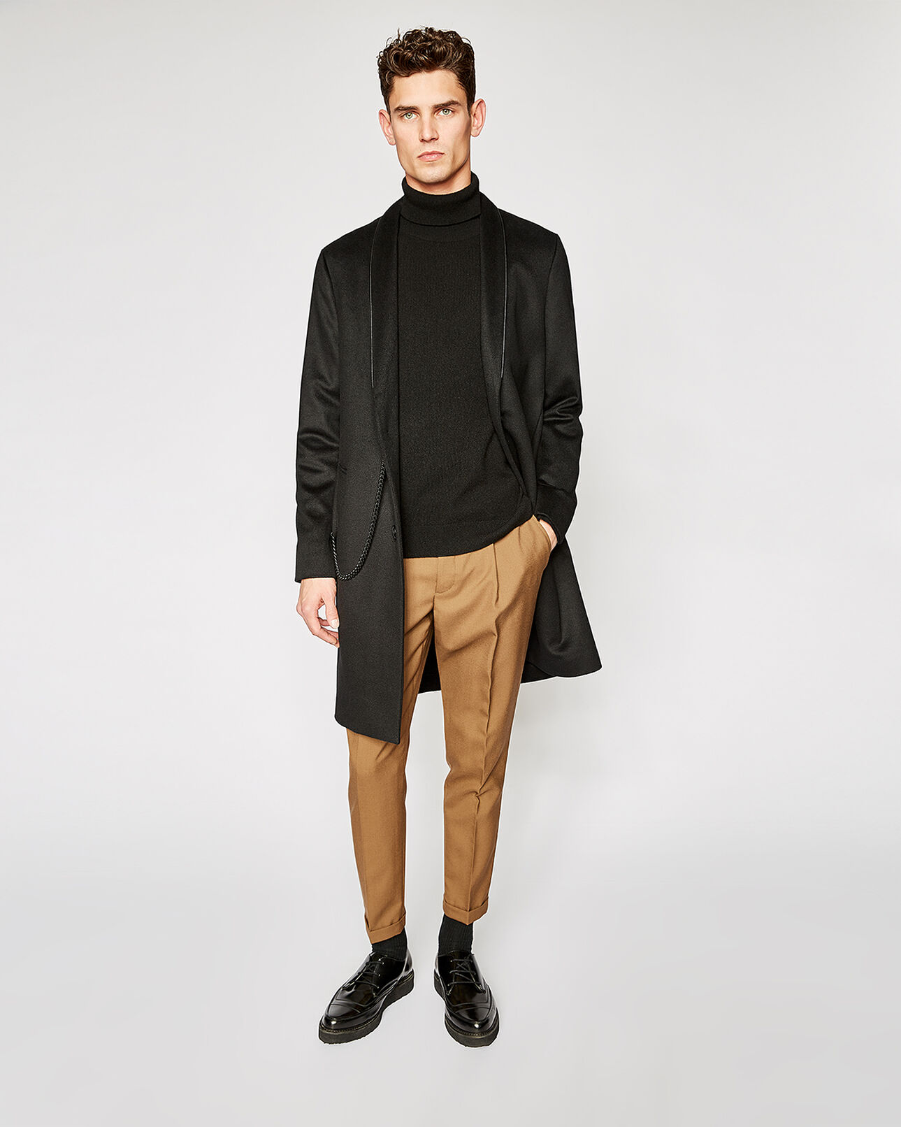 The Kooples HOMME BLACK manteau noir col kimono