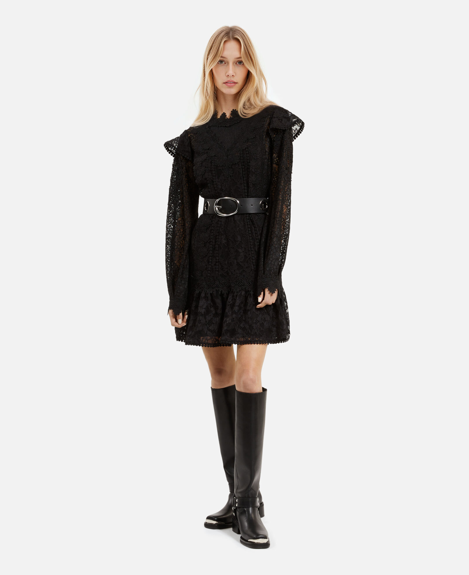 The Kooples WOMEN BLACK short black lace dress
