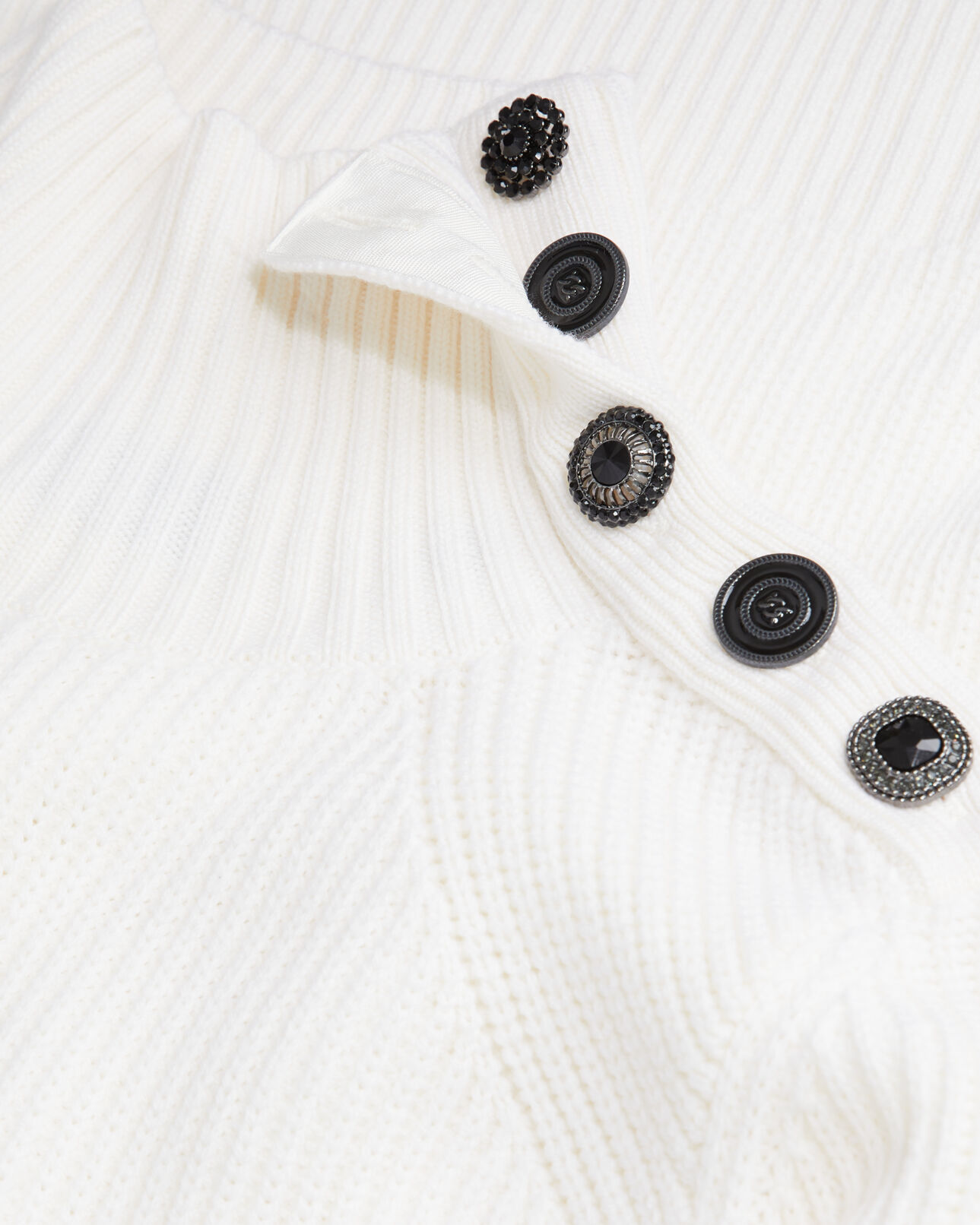 The Kooples WOMEN ECRU ecru wool sweater with bijou buttons