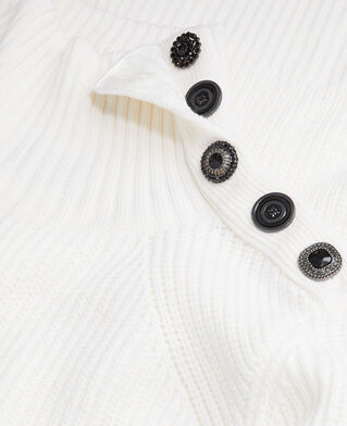 The Kooples F ECRU ecru wool sweater with bijou buttons