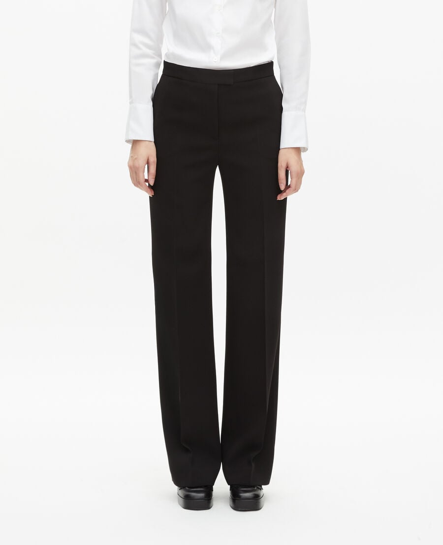 The Kooples F BLACK black straight-cut crepe tailored pants