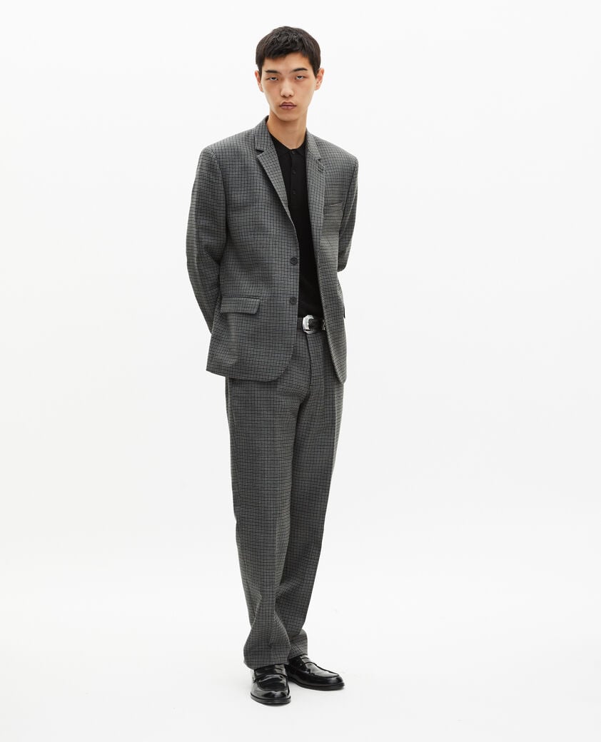 The Kooples HOMME GREY veste de costume en pied de poule noir et gris