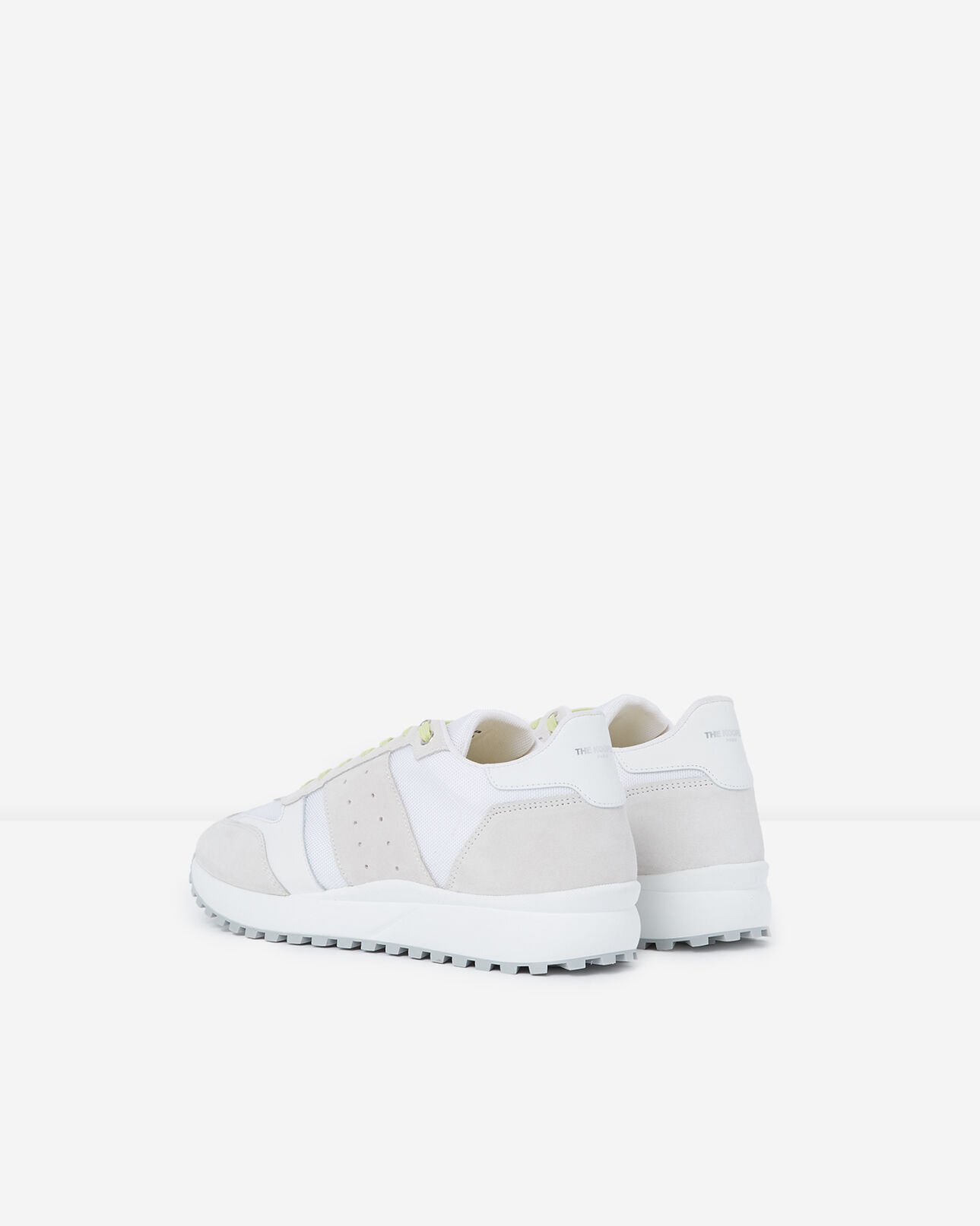 The Kooples MEN GREEN-WHITE white retro trainers with textured tread sole