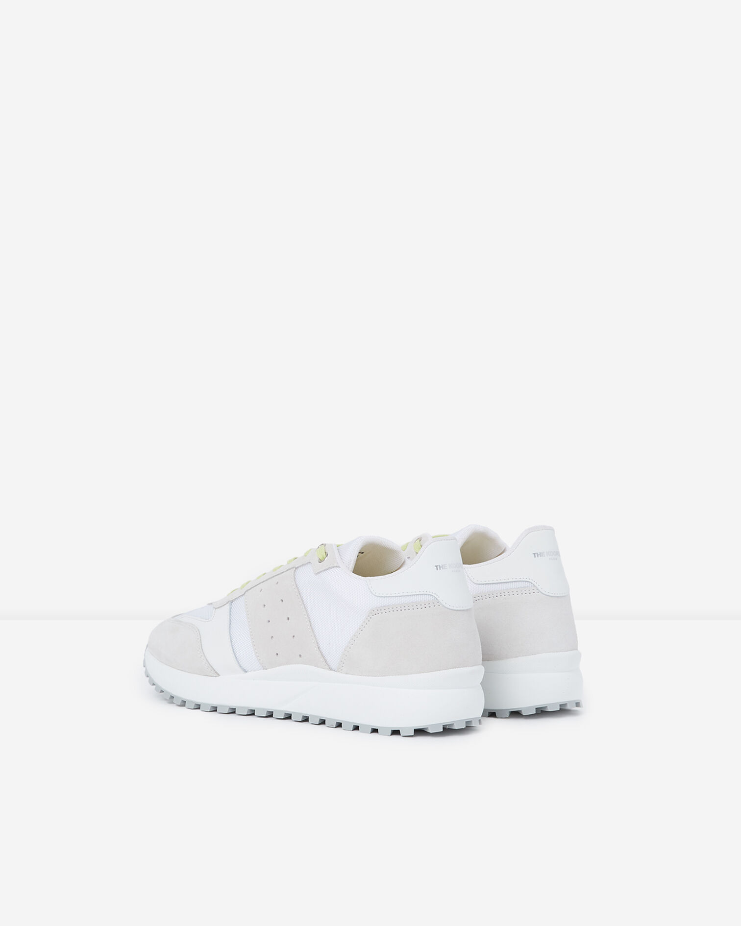 White retro trainers with textured tread sole, GREEN-WHITE, hi-res image number null