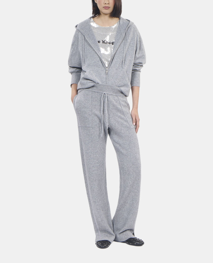 The Kooples FEMME MIDDLE GREY MEL sweatshirt &agrave; capuche en laine et cachemire gris