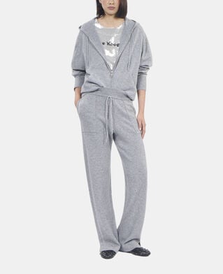 The Kooples FEMME MIDDLE GREY MEL sweatshirt &agrave; capuche en laine et cachemire gris
