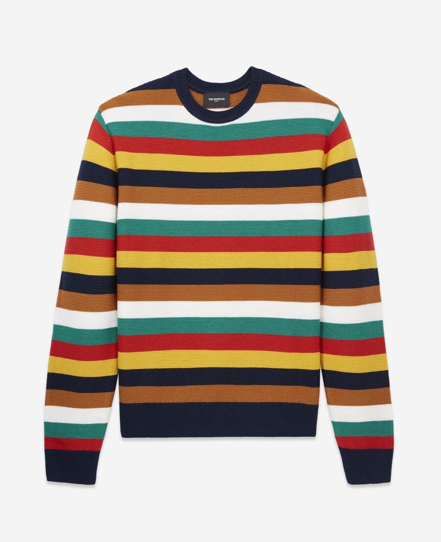 The Kooples MEN MULTICOLOR multicolored striped sweater with crew neck