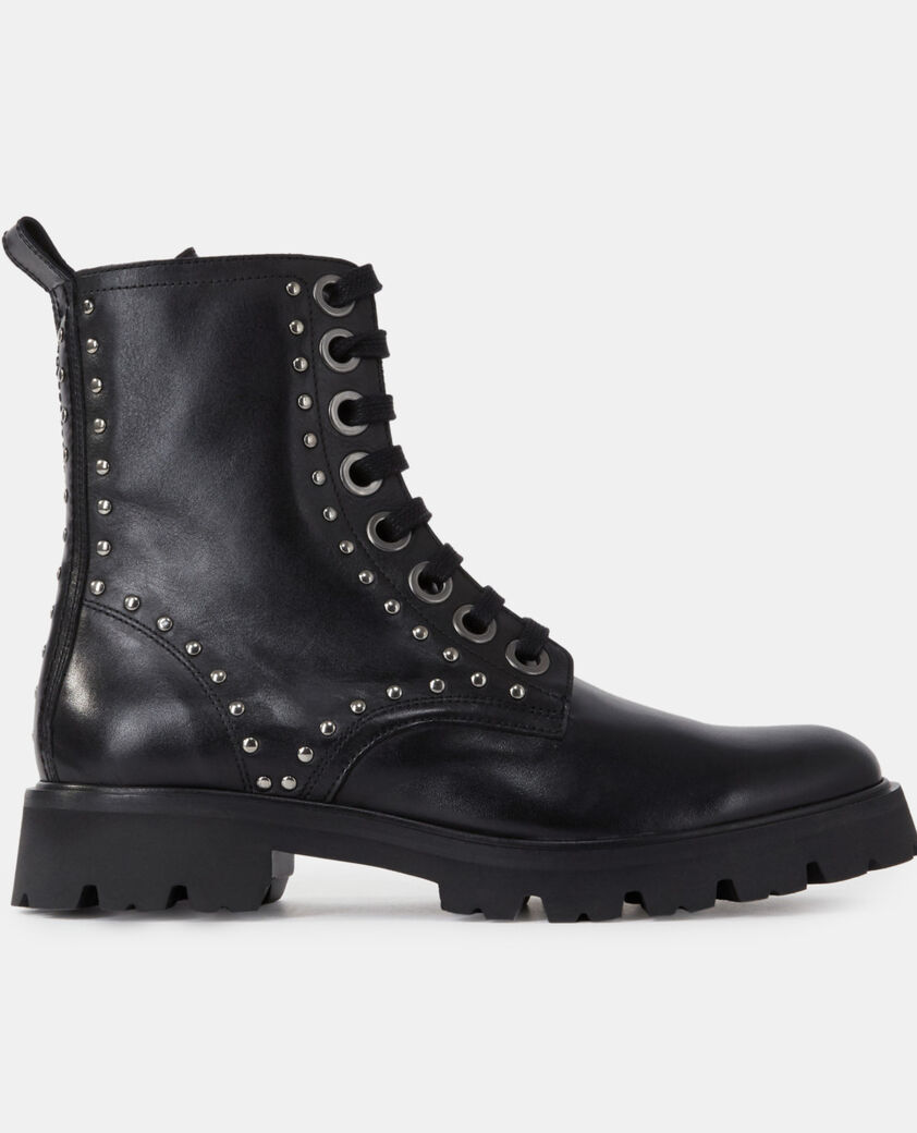 The Kooples WOMEN BLACK black leather ranger boots