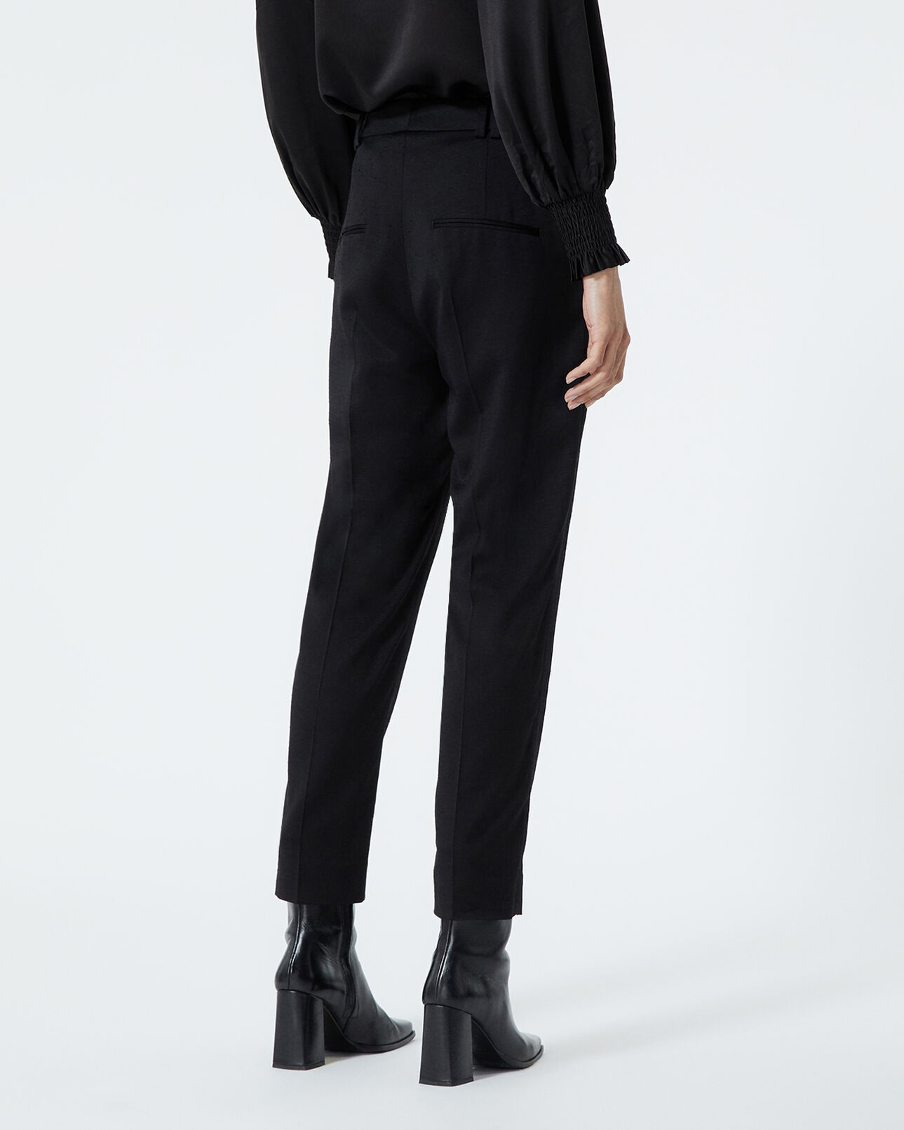 The Kooples WOMEN BLACK formal black pants in textured fabric