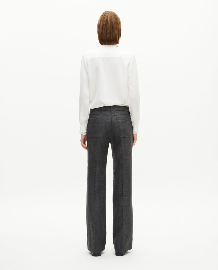 The Kooples WOMEN BLACK dark grey wool bootcut pants