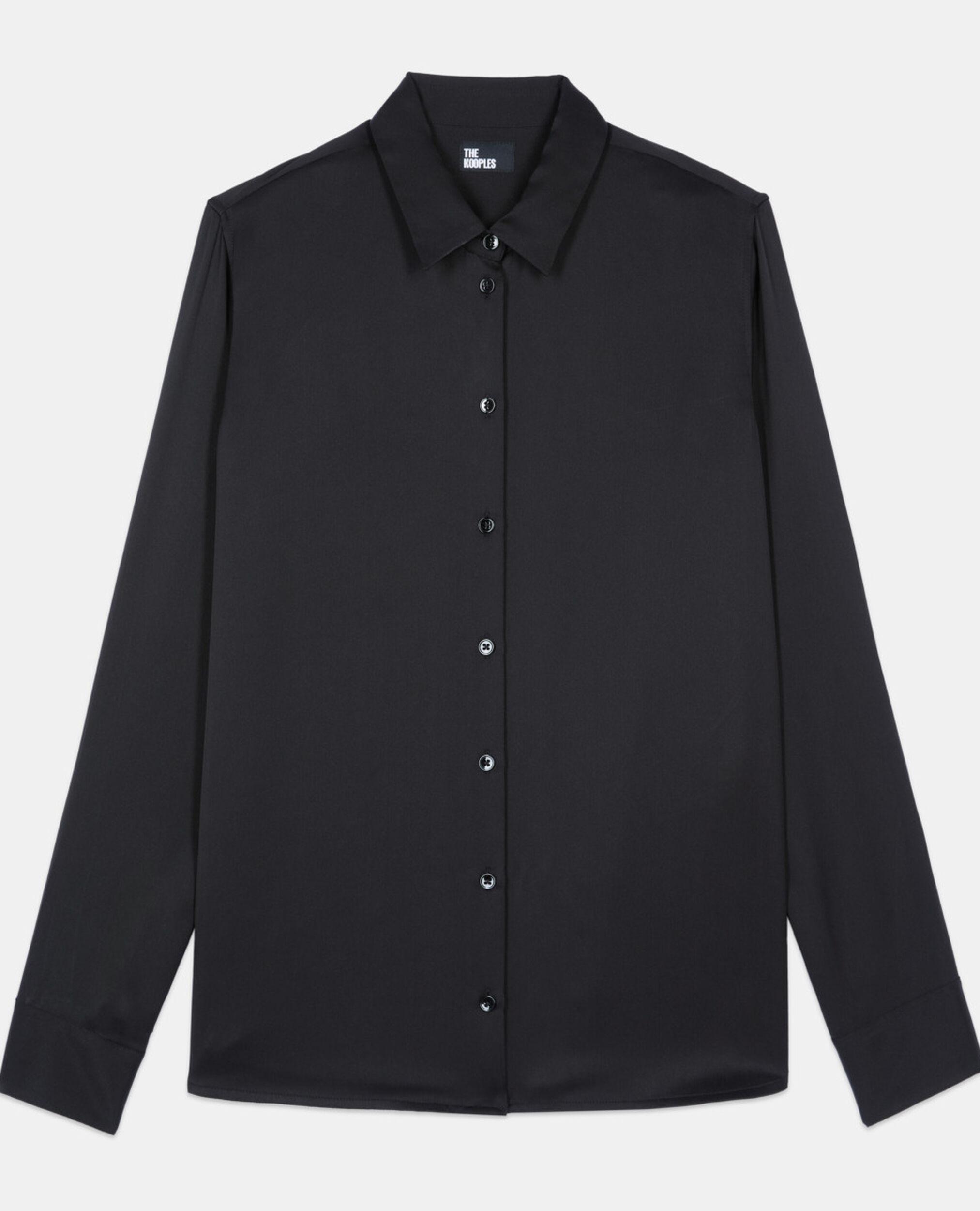 Chemise en soie noire, BLACK, hi-res image number null