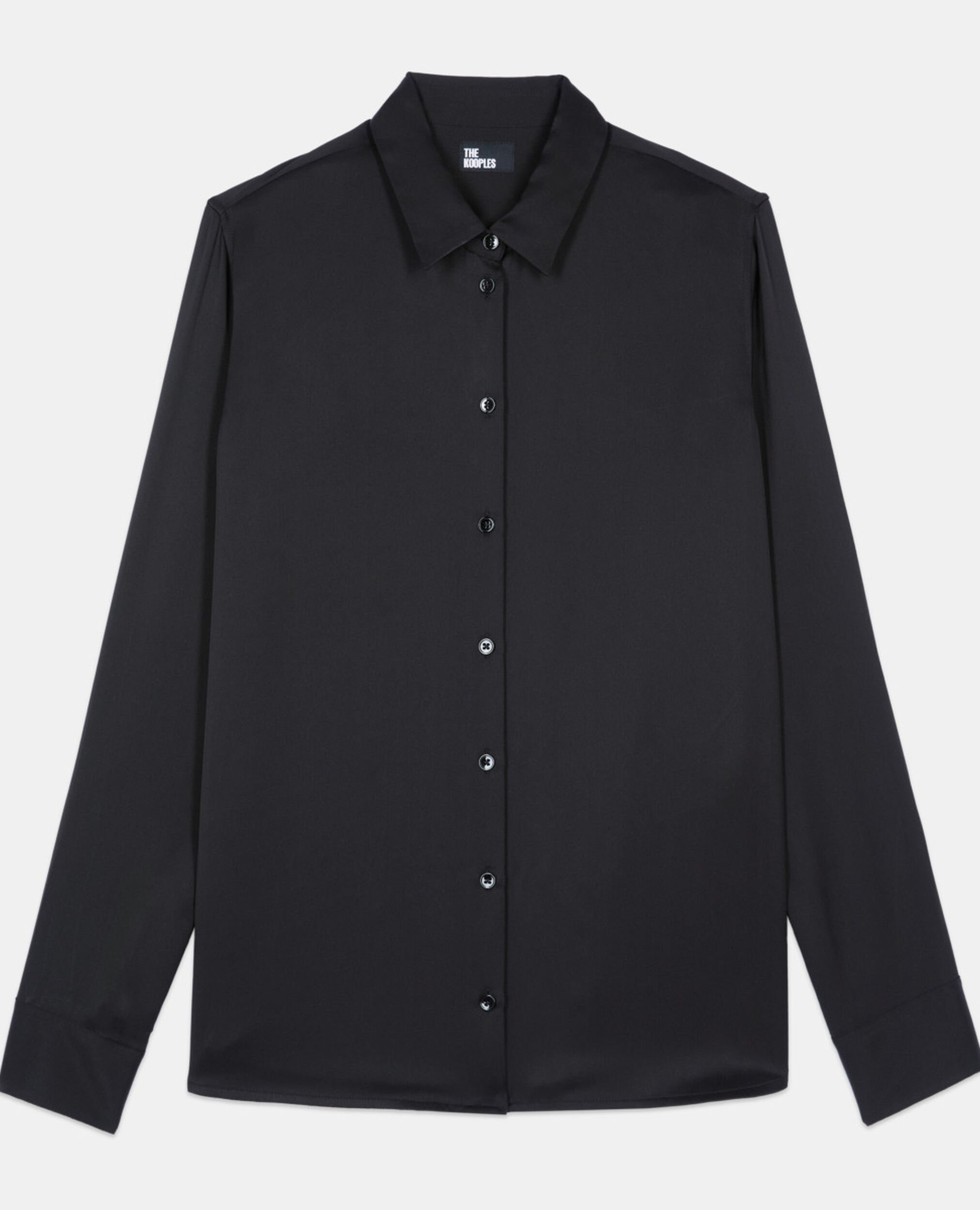 Chemise en soie noire, BLACK, hi-res image number null