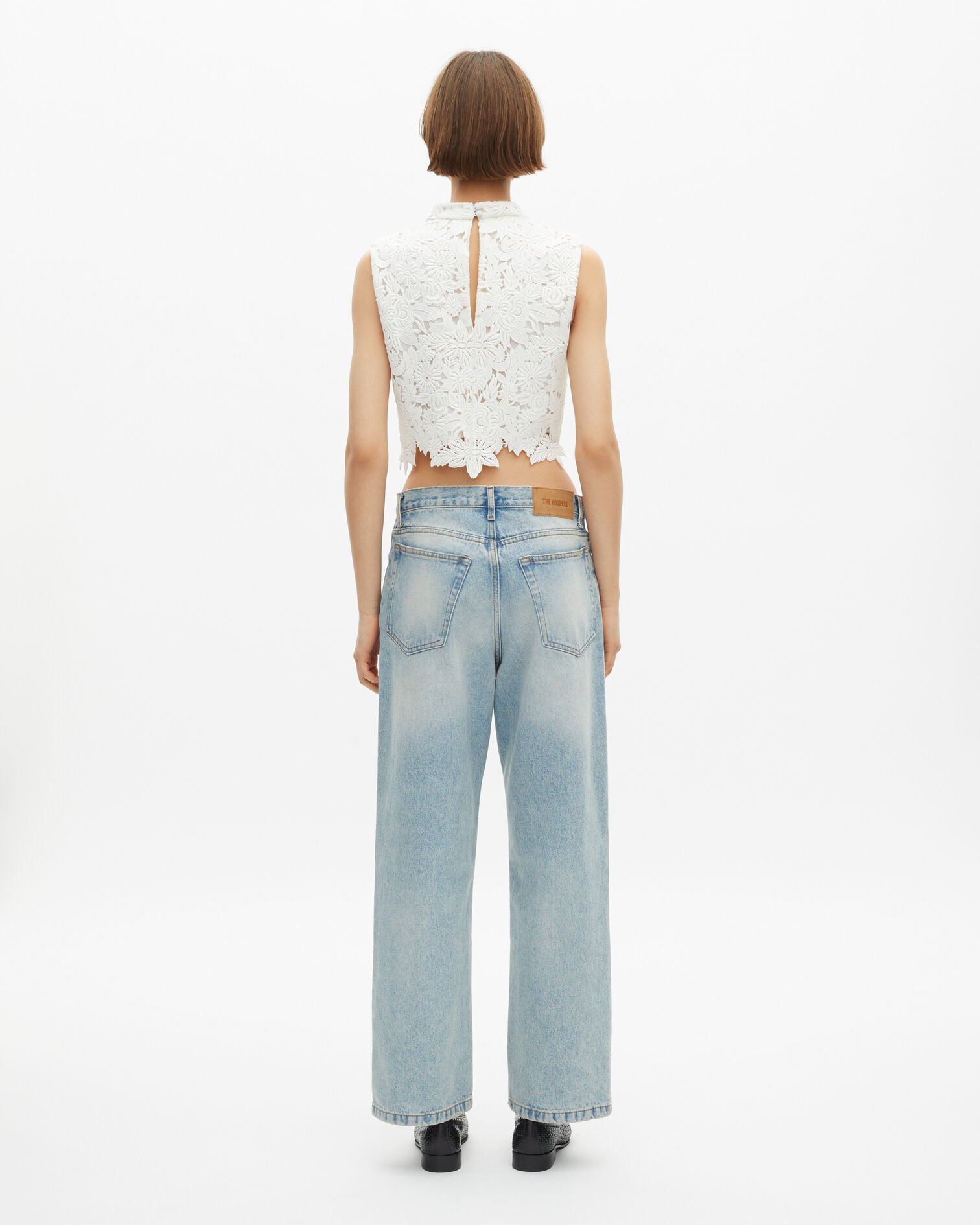 Ecru floral lace top, ECRU, hi-res image number null