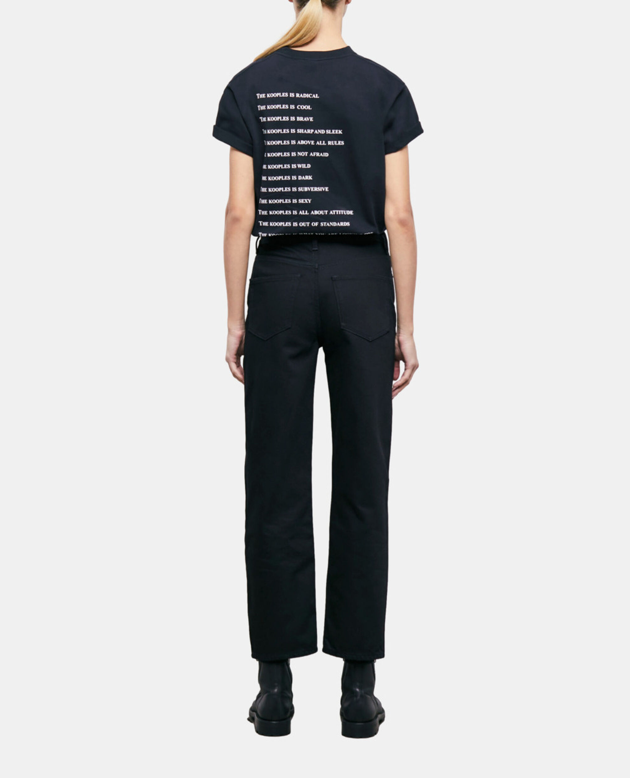 Black straight-cut jeans, BLACK, hi-res image number null