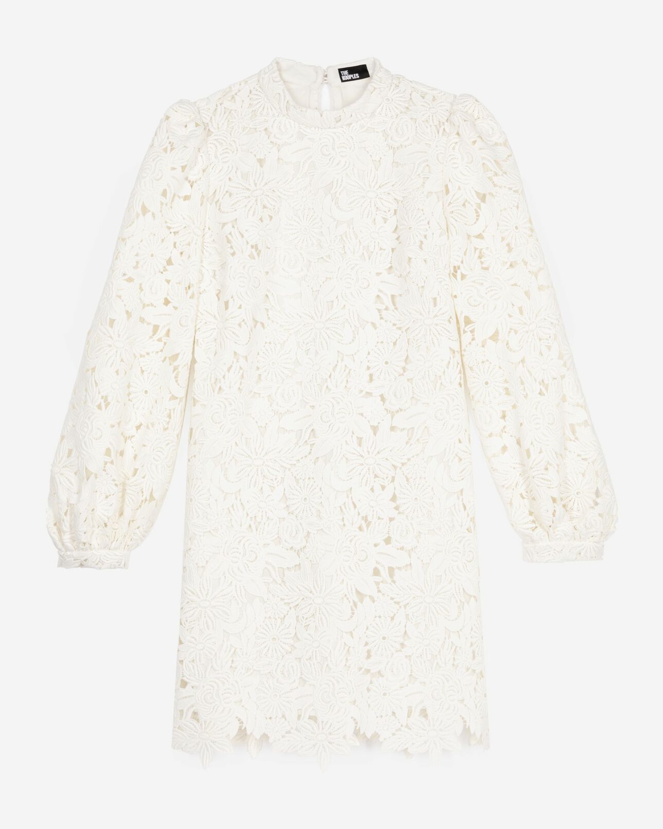 The Kooples DAMEN ECRU kurzes kleid aus ecrufarbener blumenspitze