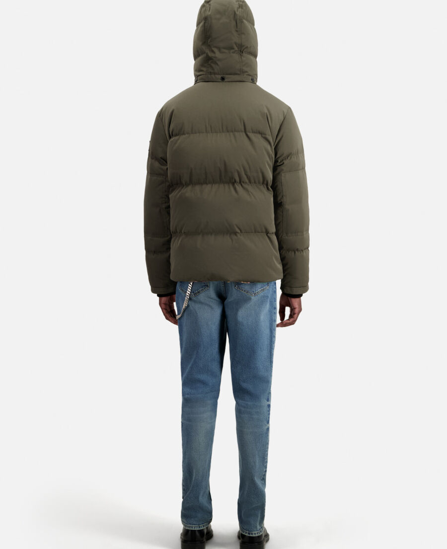khaki hooded puffer jacket