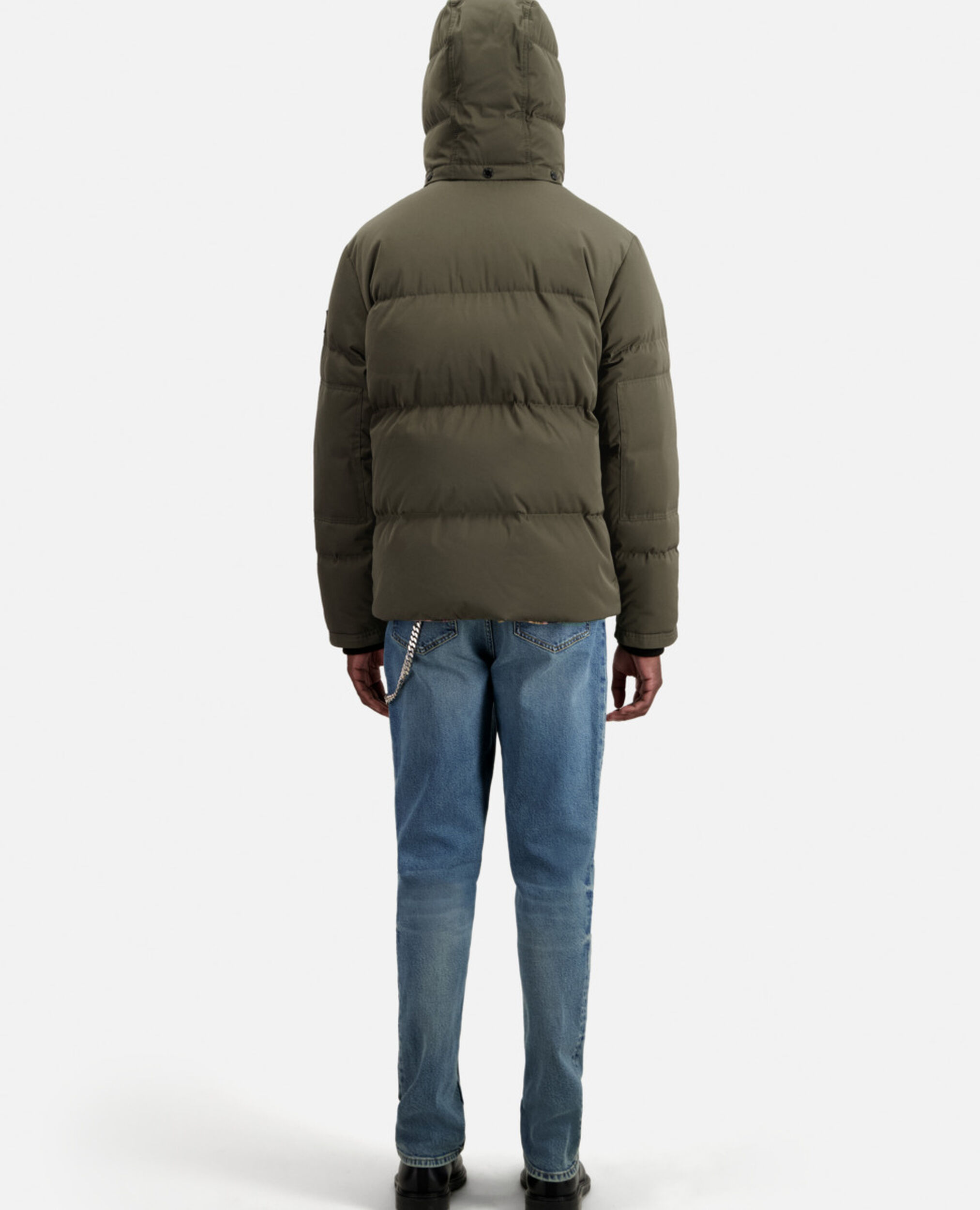 Khaki hooded puffer jacket, KAKI, hi-res image number null