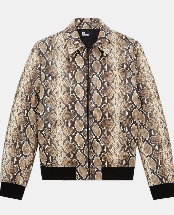 snakeskin-effect leather jacket