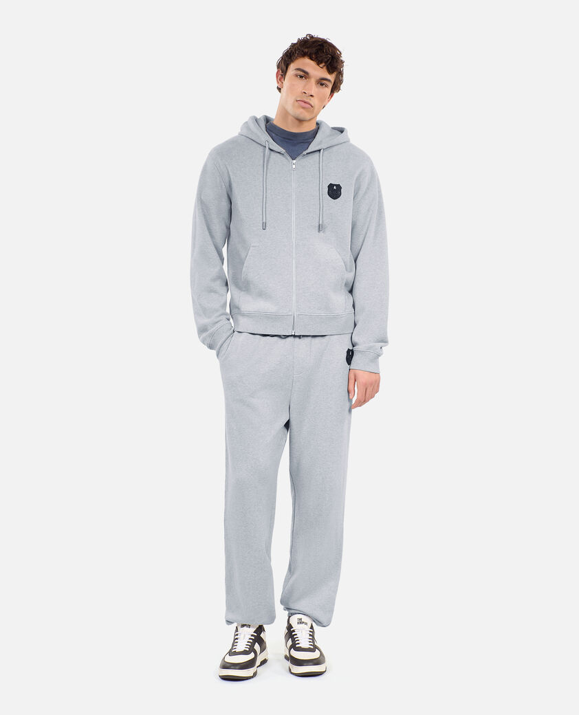 The Kooples HERREN GREY MELANGE graue jogginghose mit wappen