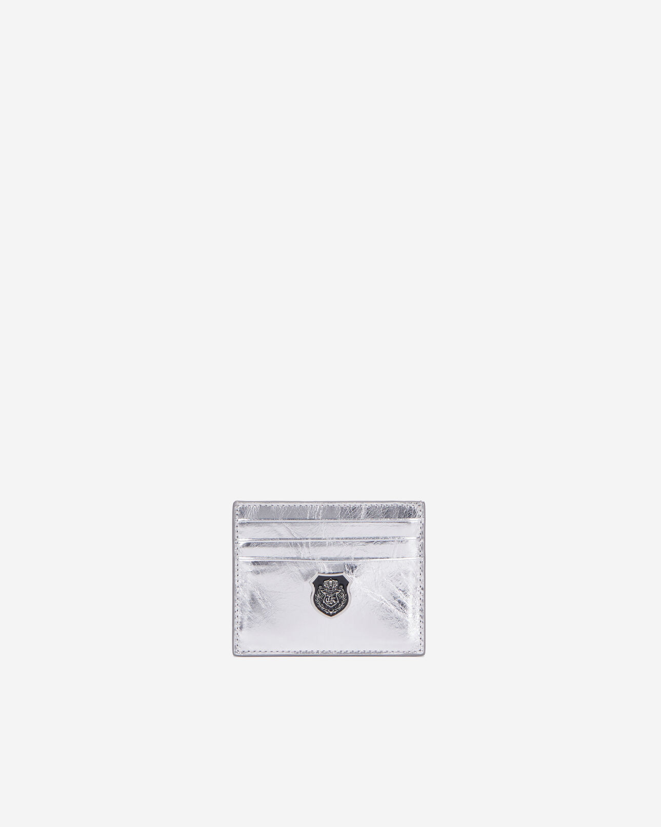 The Kooples FEMME SILVER porte cartes blason en cuir argenté