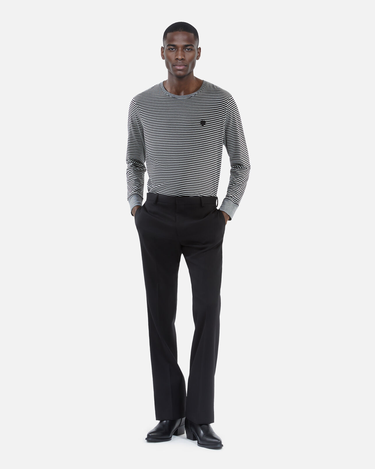 The Kooples HOMME BLACK pantalon droit en laine noir