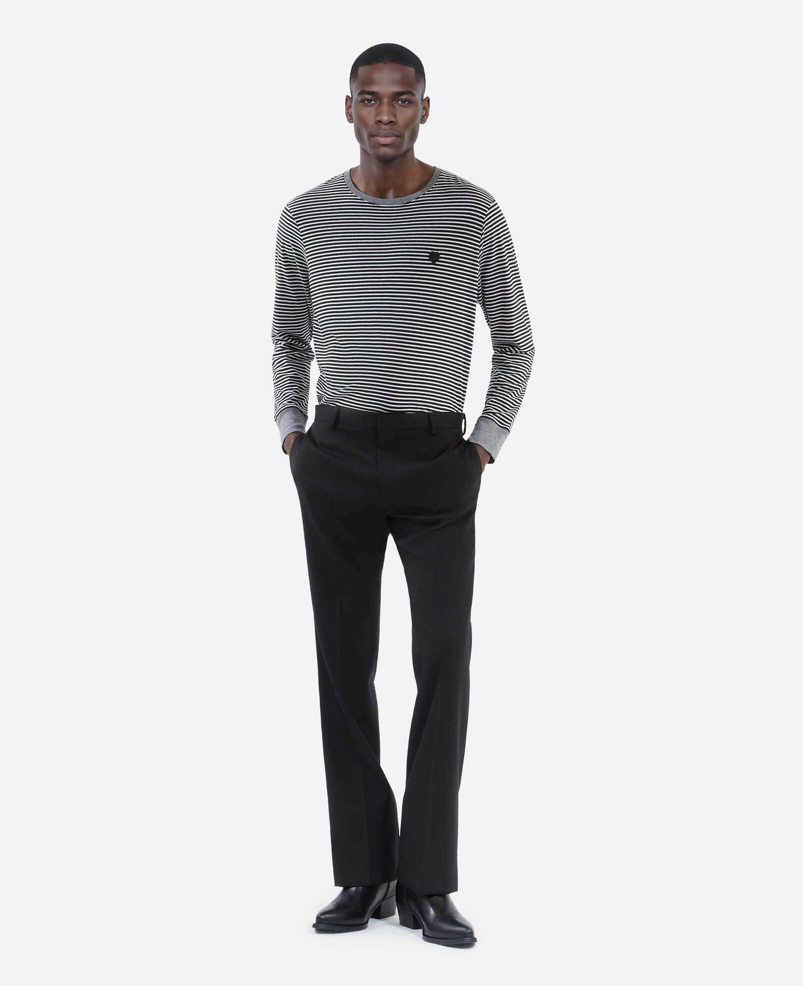 The Kooples HOMME BLACK pantalon droit en laine noir