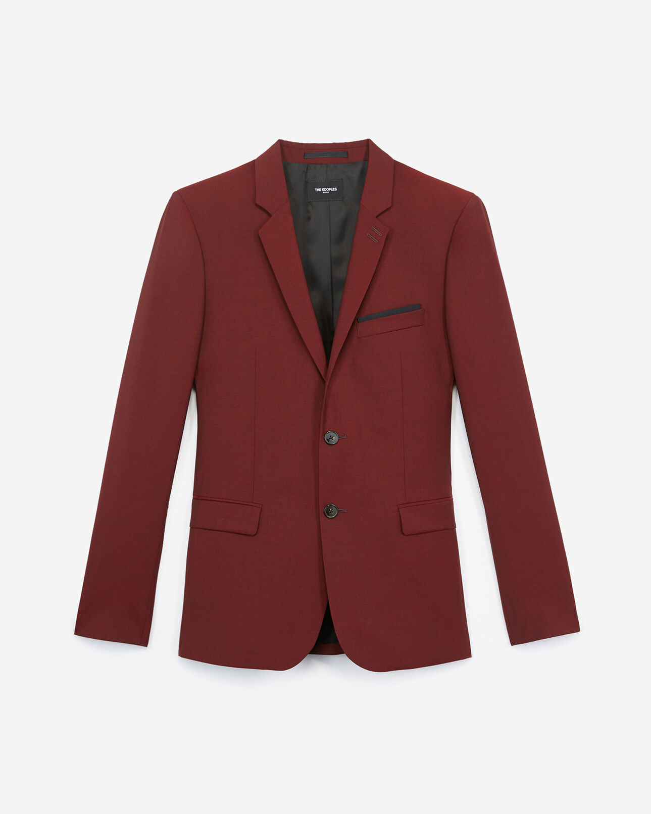 The Kooples MEN BURGUNDY slim burgundy wool jacket w/notched lapels